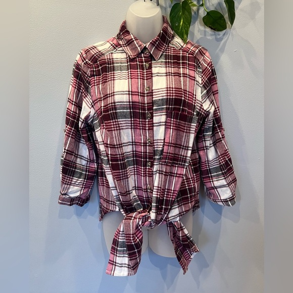 LOST + WANDER women plaid roll up sleeve shirt /size M - Picture 5 of 12